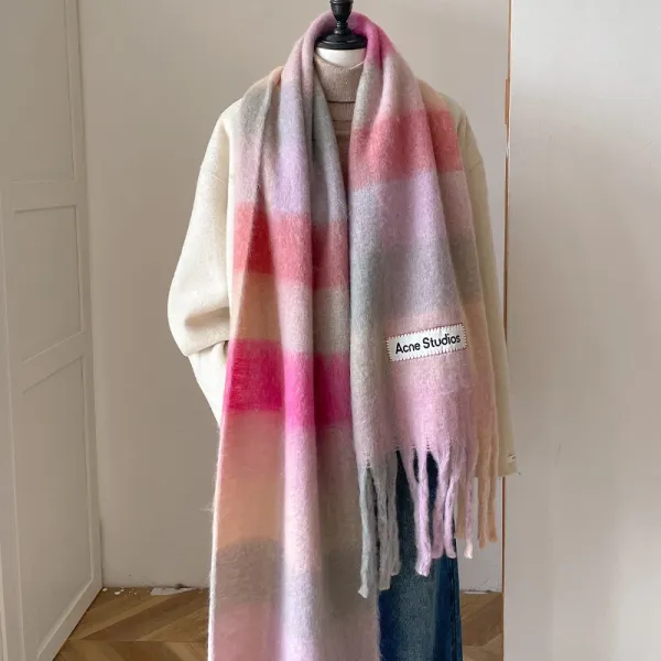 Acne Studios Gradient Plaid Cashmere Scarf Multicolor Scarves - 1