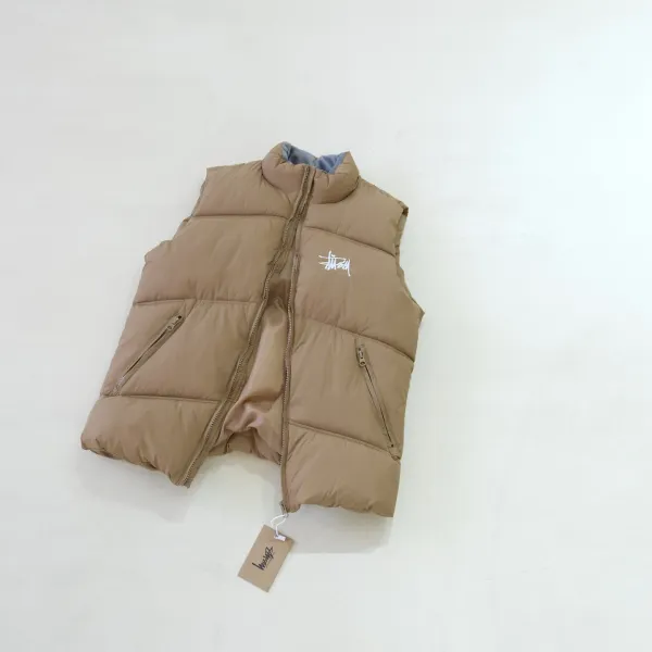 Stüssy Puffer Vest Beige Outerwear - 1