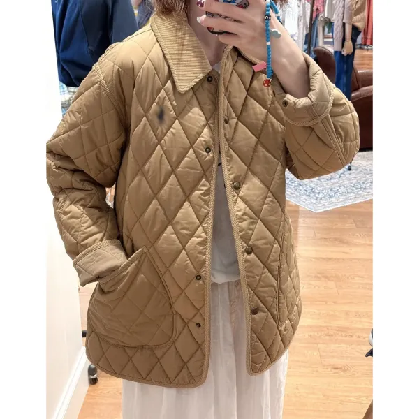Ralph Lauren Quilted Diamond Stitch Jacket Army Green Outerwear - 6