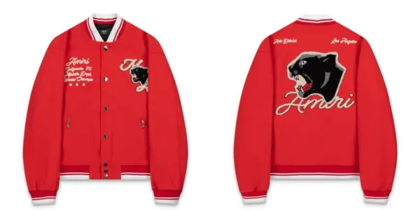 Amiri Panther Varsity Jacket Red - 1