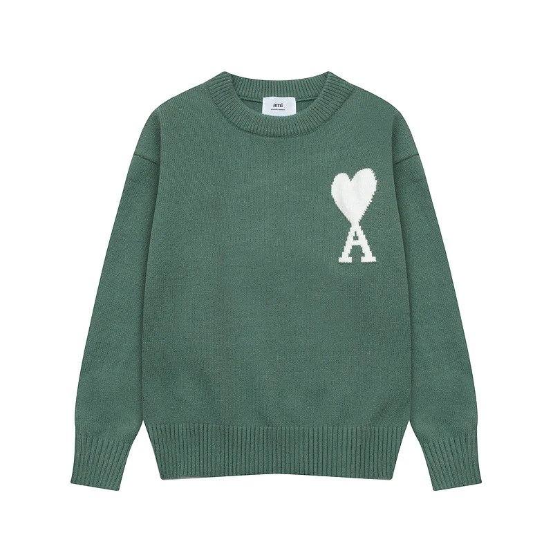 Ami Paris Striped Heart Sweater Navy and White - 8