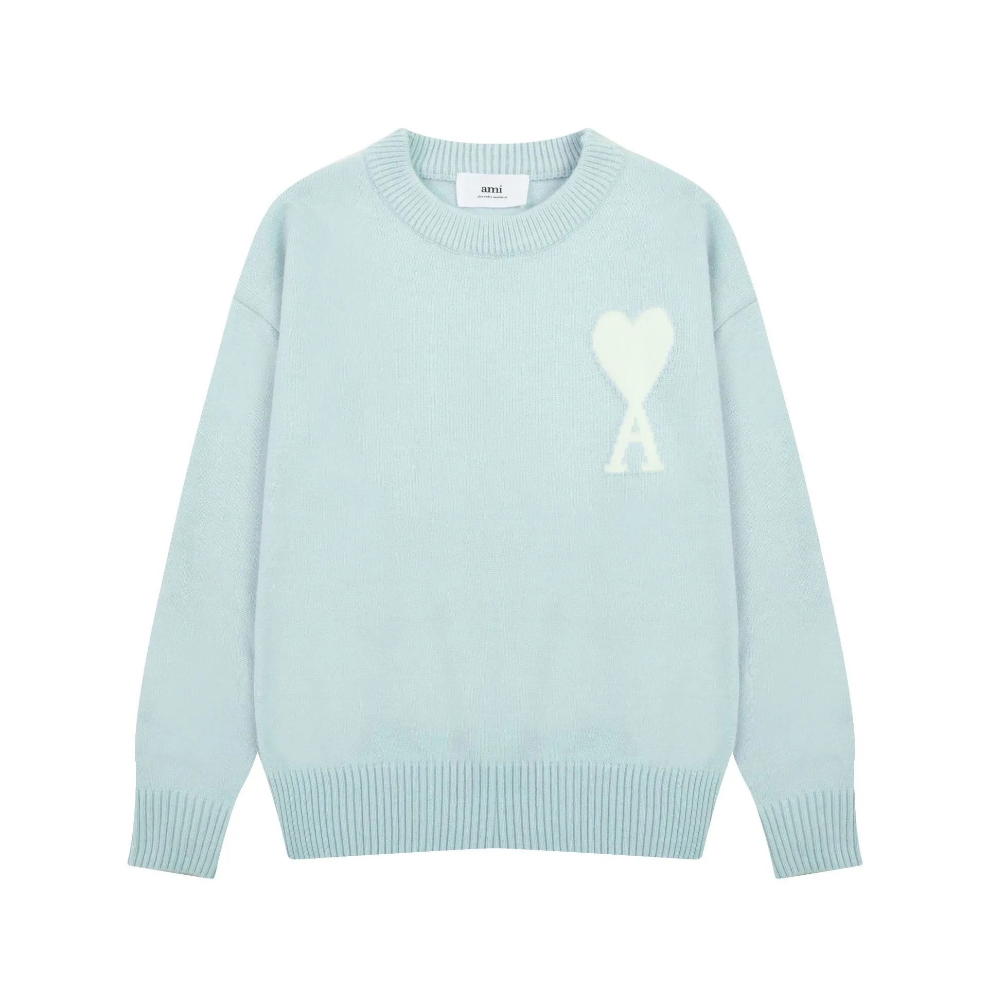 Ami Paris Striped Heart Sweater Navy and White - 16