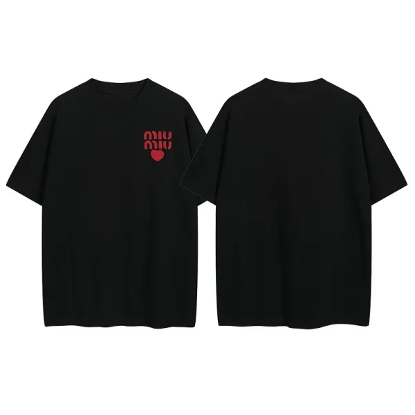 Miu Miu Heart Logo Black T-Shirt - 1