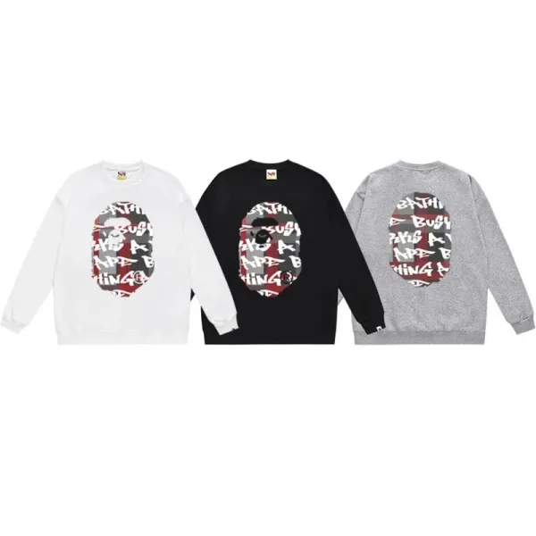 A Bathing Ape Paint Splatter Ape Head Gray Hoodie - 8