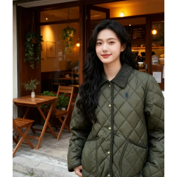 Ralph Lauren Quilted Diamond Stitch Jacket Army Green Outerwear - 4