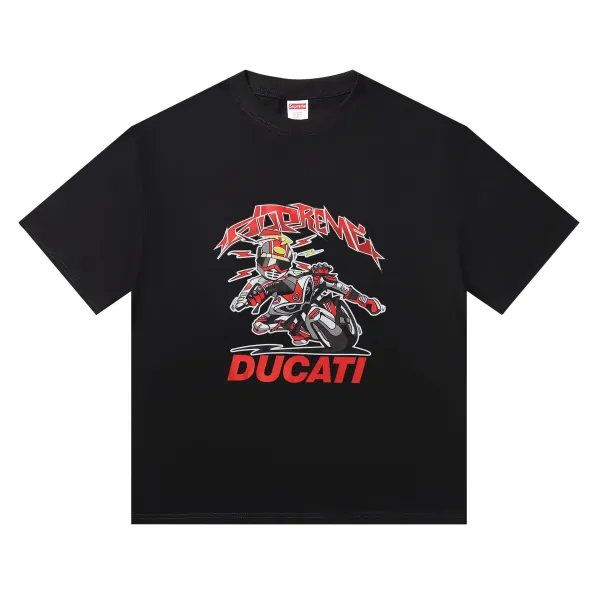 Supreme x Ducati Motorcycle Graphic Black T-Shirt - 1