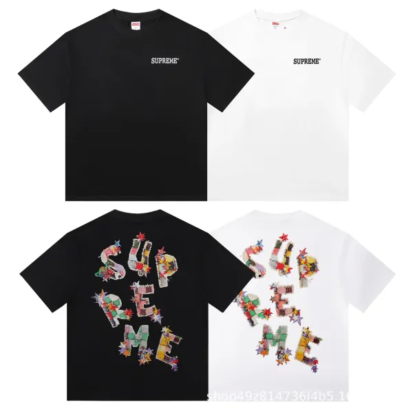 Supreme Patchwork Logo T-Shirt Black and White - 1