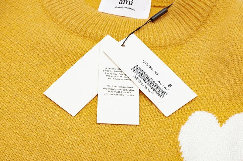 Ami Paris Striped Heart Sweater Navy and White - 22