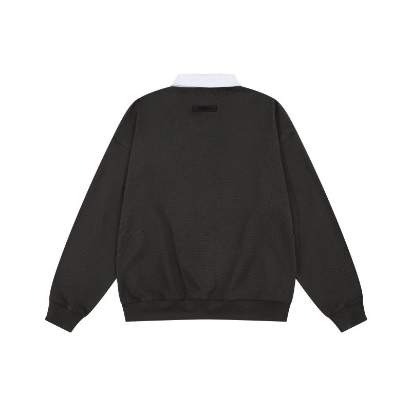 Fear of God Essentials Ribbed Polo Collar Sweatshirt Brown - 14