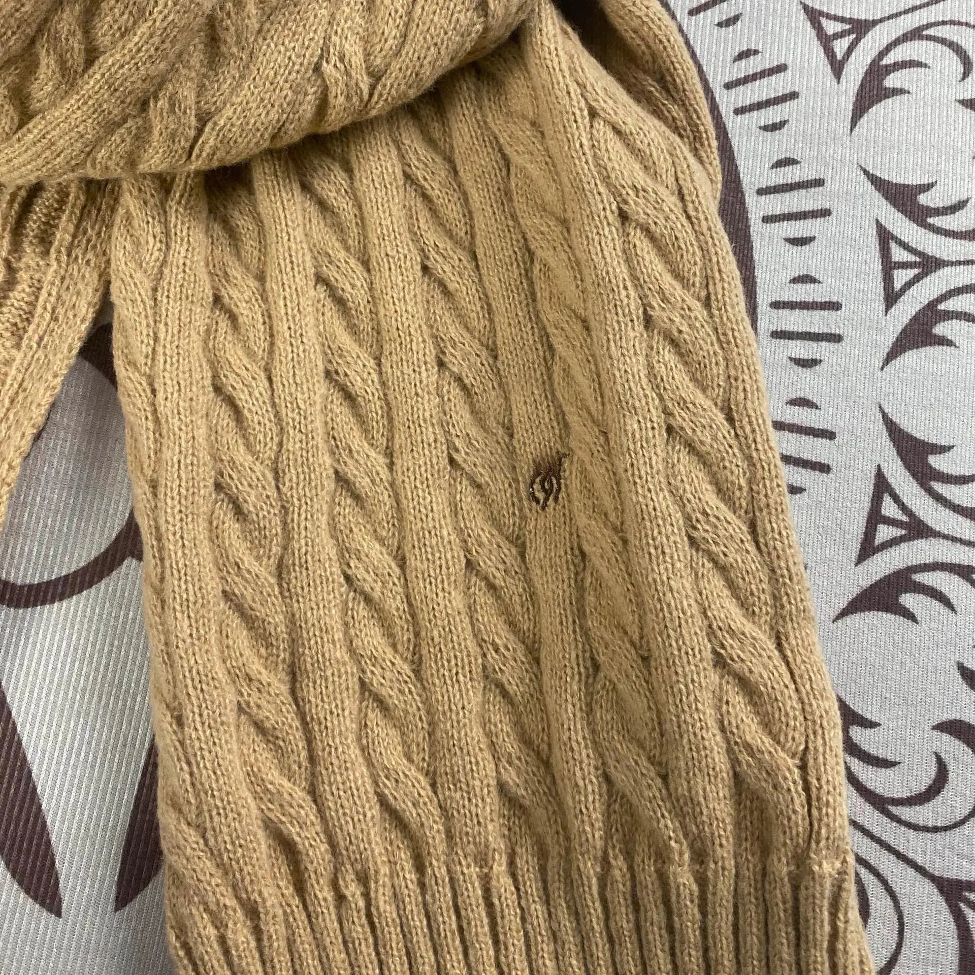 Polo Ralph Lauren Cable Knit Scarf Burgundy - 3