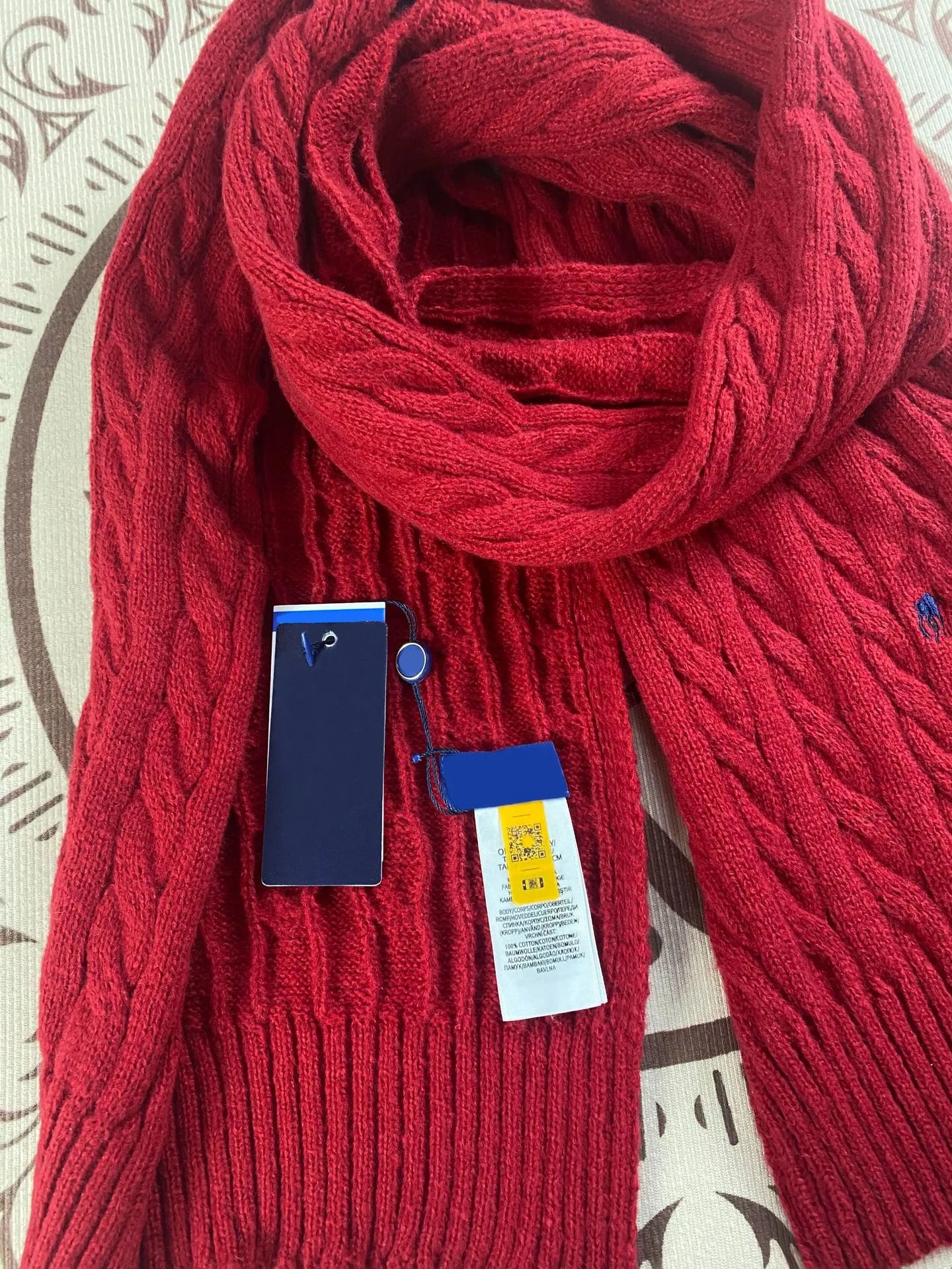 Polo Ralph Lauren Cable Knit Scarf Burgundy - 18