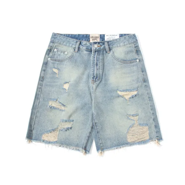 Gallery Dept. x Joshua Vides Art On Display Distressed Black Denim Shorts - 17