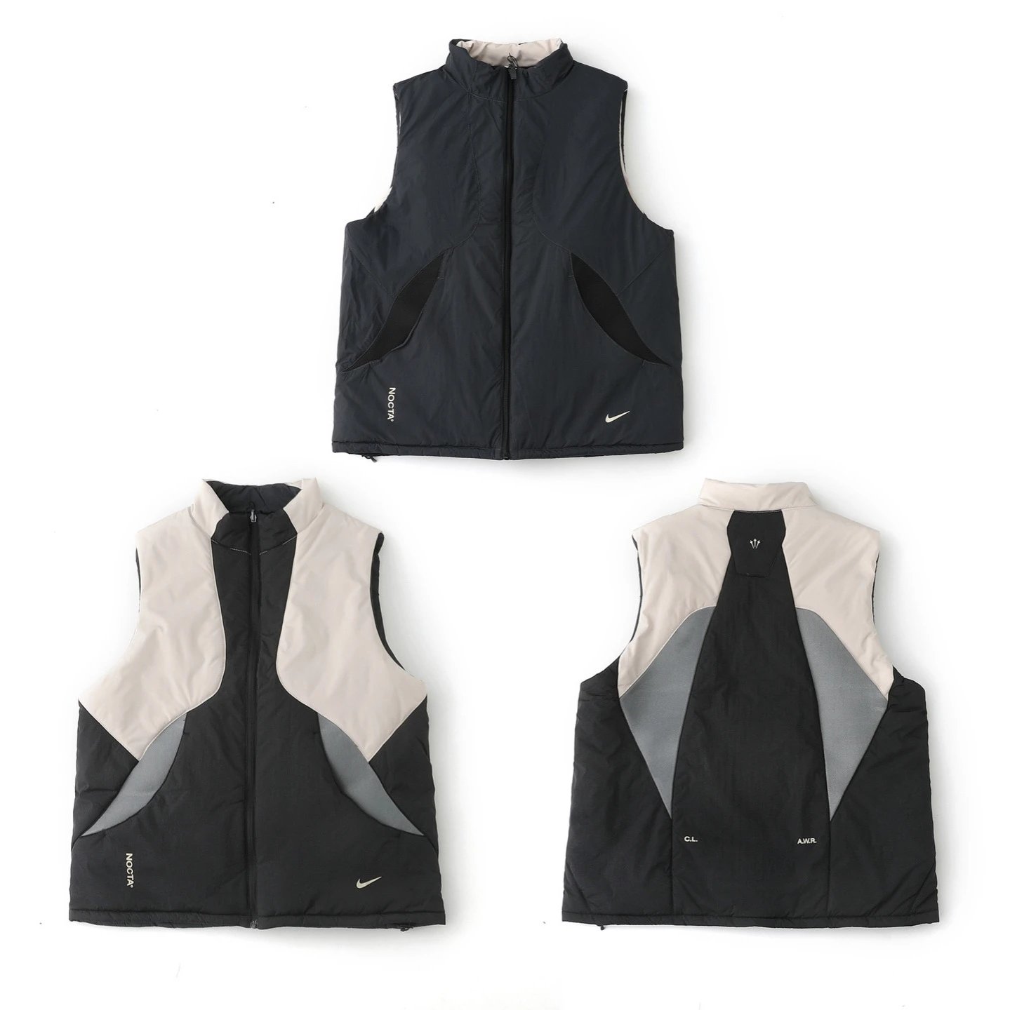Nike Black and Beige Reversible Puffer Vest