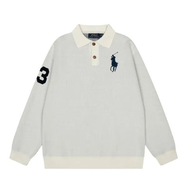 Polo Ralph Lauren Big Pony Knit Polo Sweater White - 1