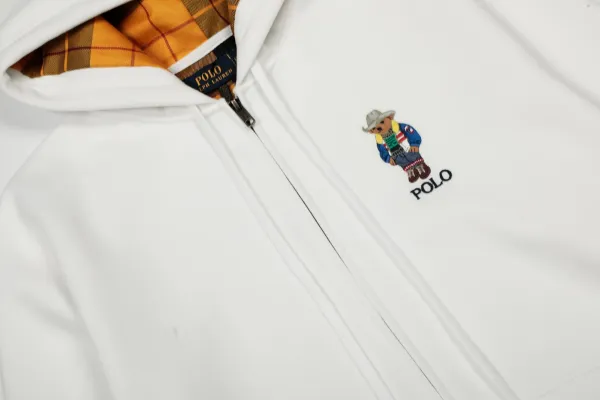 Polo Ralph Lauren Bear Logo Full-Zip Hoodie White - 5