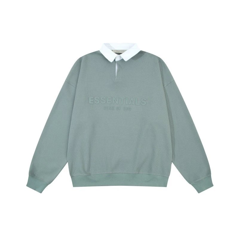 Fear of God Essentials Ribbed Polo Collar Sweatshirt Brown - 9