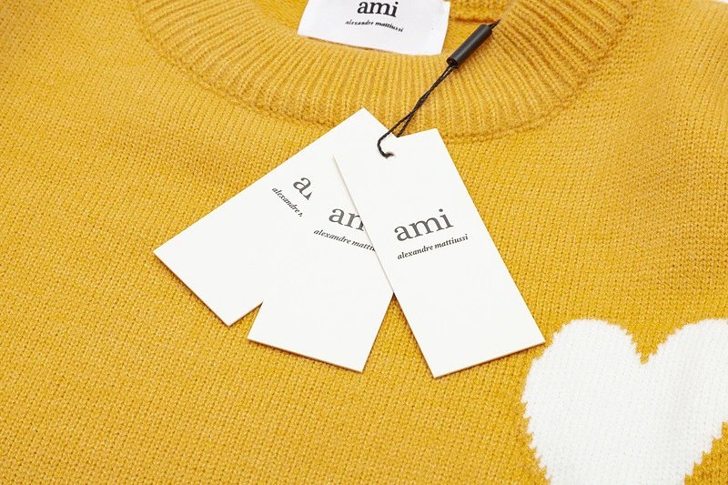 Ami Paris Striped Heart Sweater Navy and White - 21