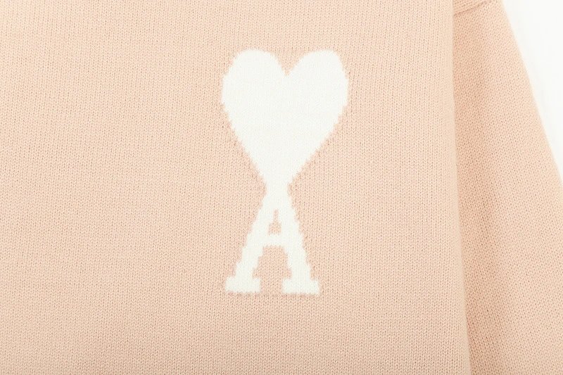Ami Paris Striped Heart Sweater Navy and White - 37