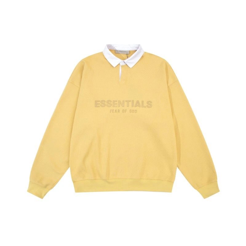 Fear of God Essentials Ribbed Polo Collar Sweatshirt Brown - 5