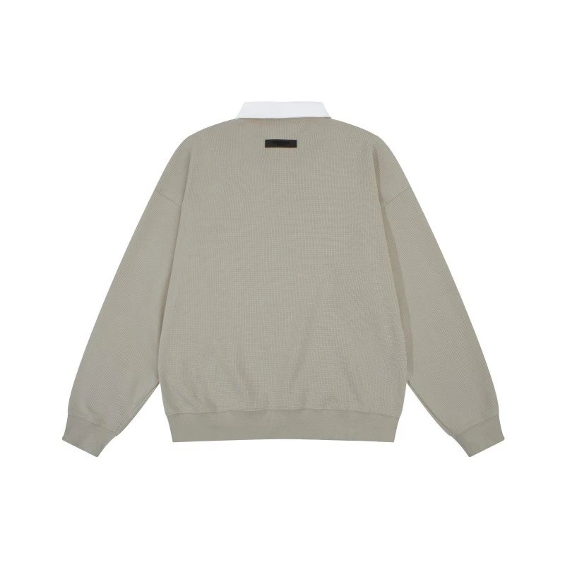 Fear of God Essentials Ribbed Polo Collar Sweatshirt Brown - 12