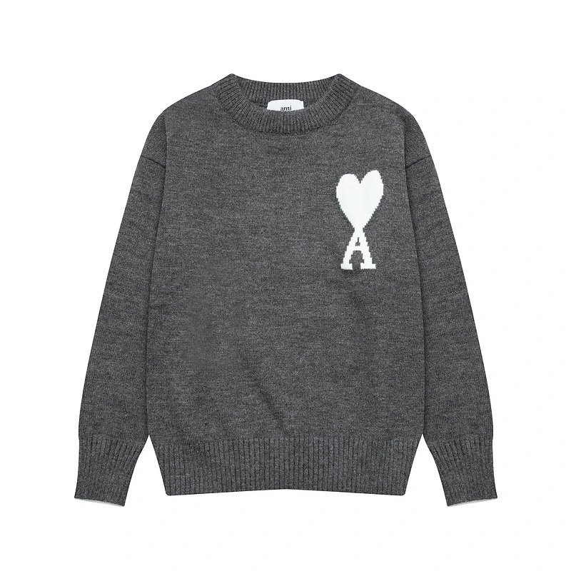 Ami Paris Striped Heart Sweater Navy and White - 4