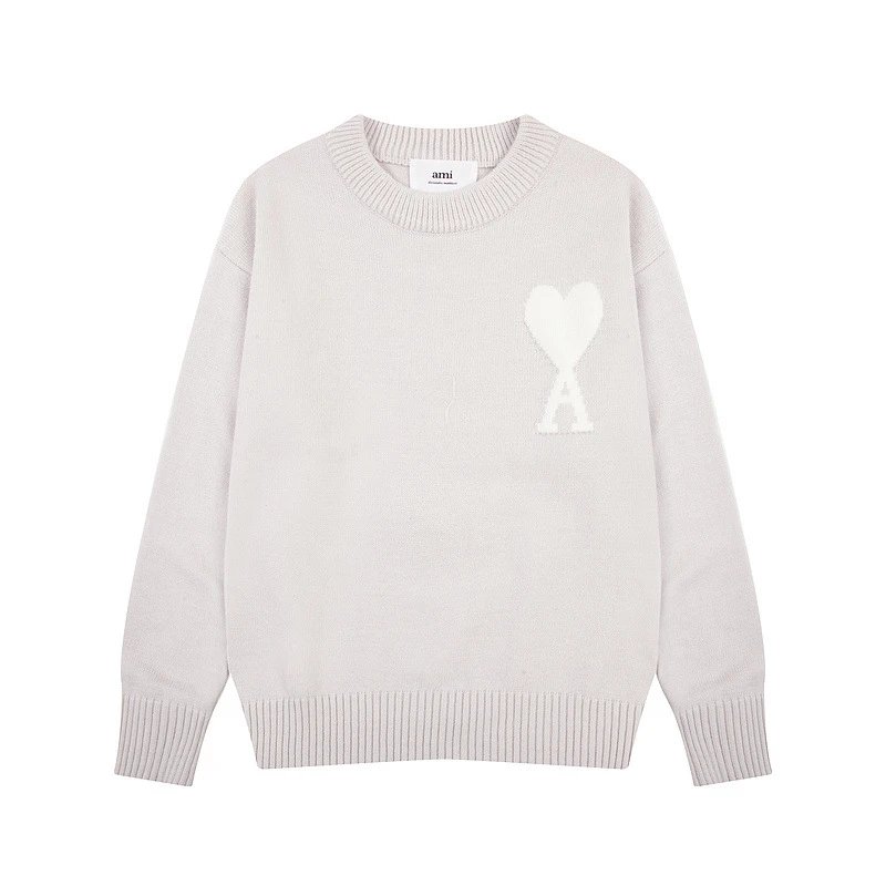 Ami Paris Striped Heart Sweater Navy and White - 12