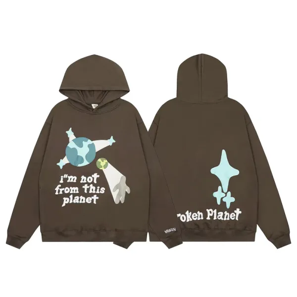 Broken Planet I'm Not From This Planet Hoodie Brown - 1