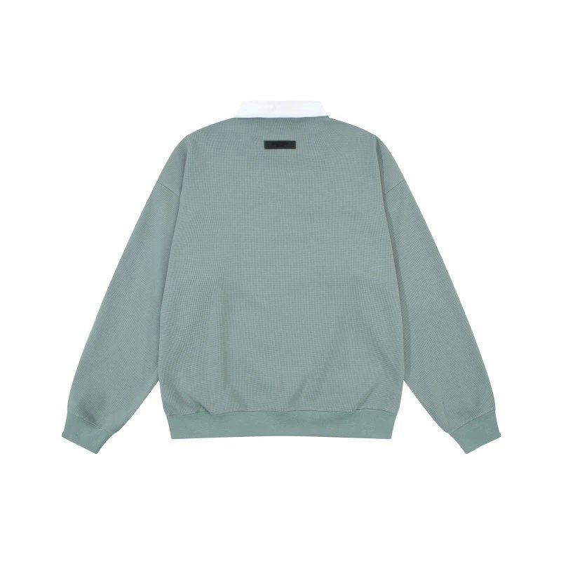Fear of God Essentials Ribbed Polo Collar Sweatshirt Brown - 10