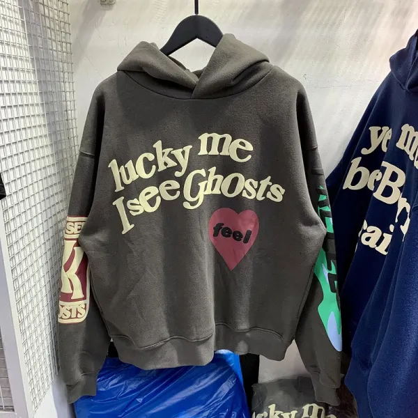 Ghostemane x Unknown Artist Lucky Me I See Ghosts Hoodie Gray - 1