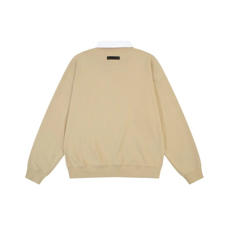 Fear of God Essentials Ribbed Polo Collar Sweatshirt Brown - 8