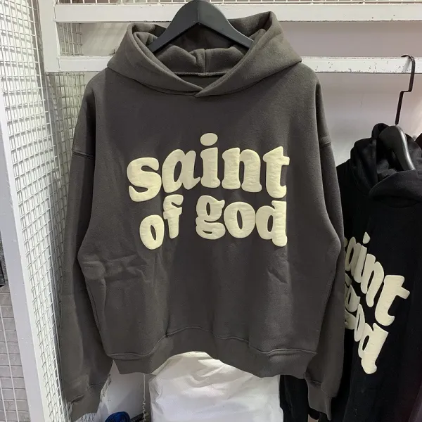 Saint Laurent Saint of God Hoodie Gray - 1