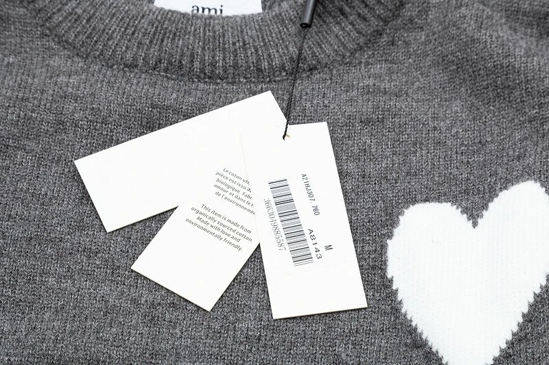 Ami Paris Striped Heart Sweater Navy and White - 27