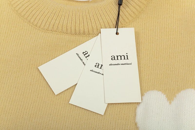 Ami Paris Striped Heart Sweater Navy and White - 34
