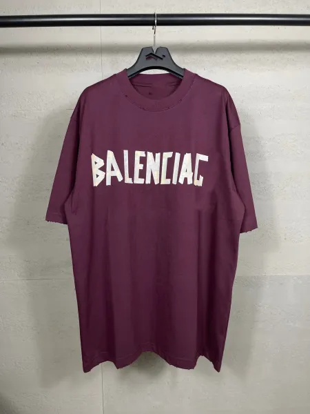 Balenciaga Logo Print Oversized T-Shirt Blue - 3