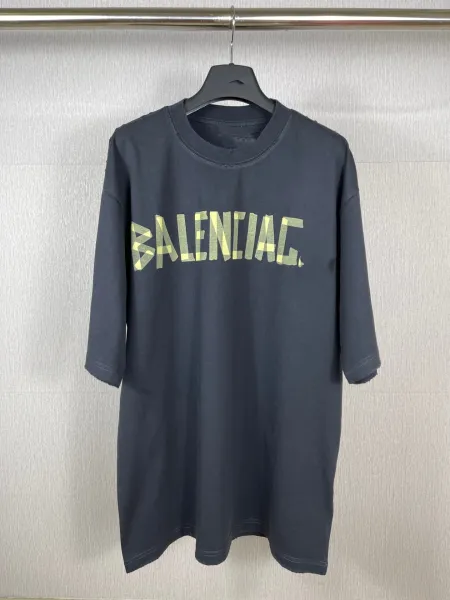 Balenciaga Logo Print Oversized T-Shirt Blue - 7