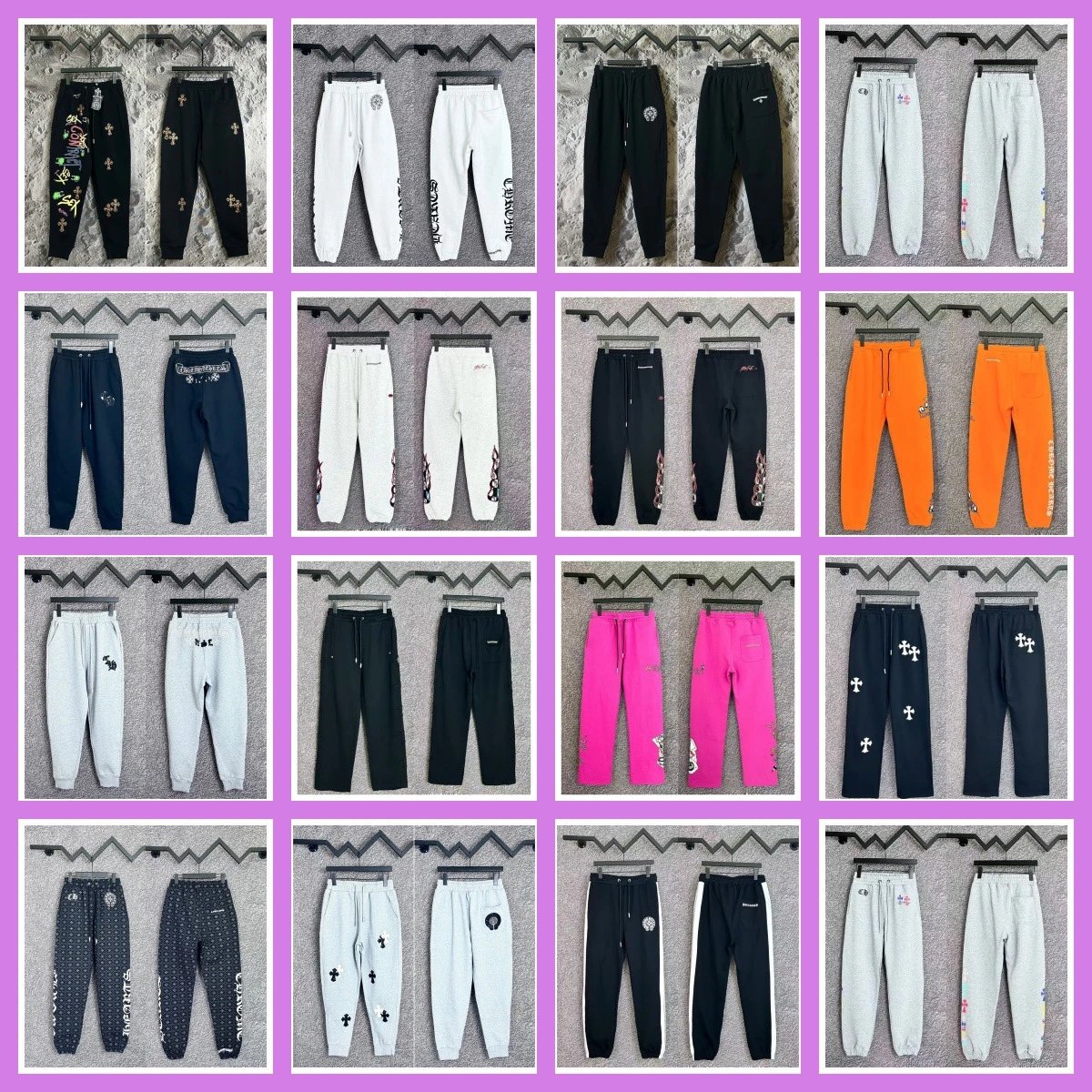 Chrome Hearts Washed Distressed Print Joggers