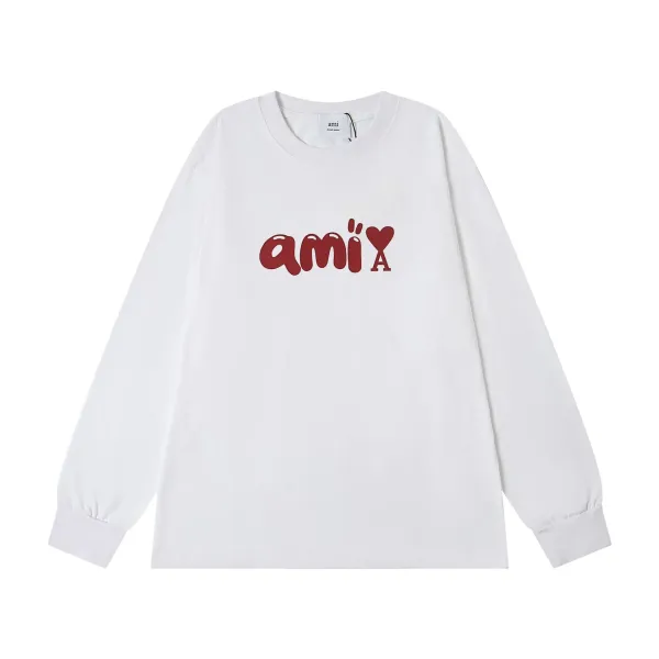 Ami Paris Ami A Heart Long Sleeve T-Shirt White - 1