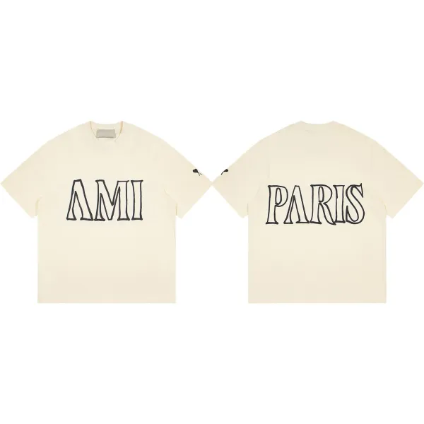 AMI Paris AMI Paris Black Outline Logo T-Shirt - 4