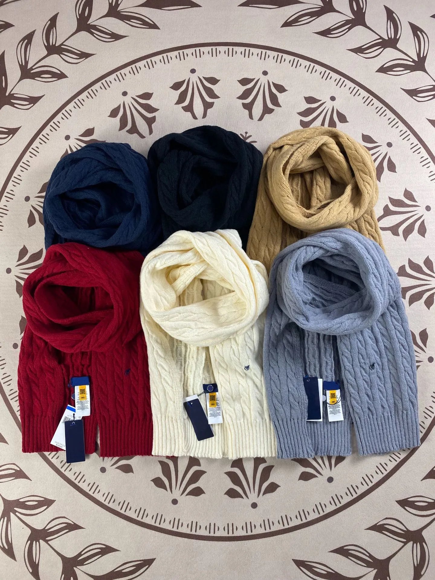 Polo Ralph Lauren Cable Knit Scarf Burgundy - 22