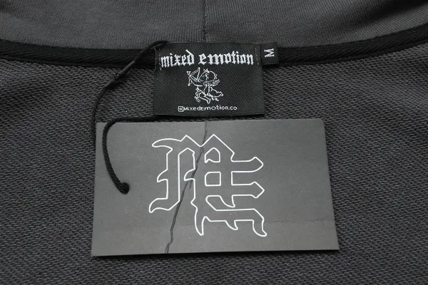 Mixed Emotion Crystal-Embroidered Gothic Script Windbreaker Black Jacket - 7