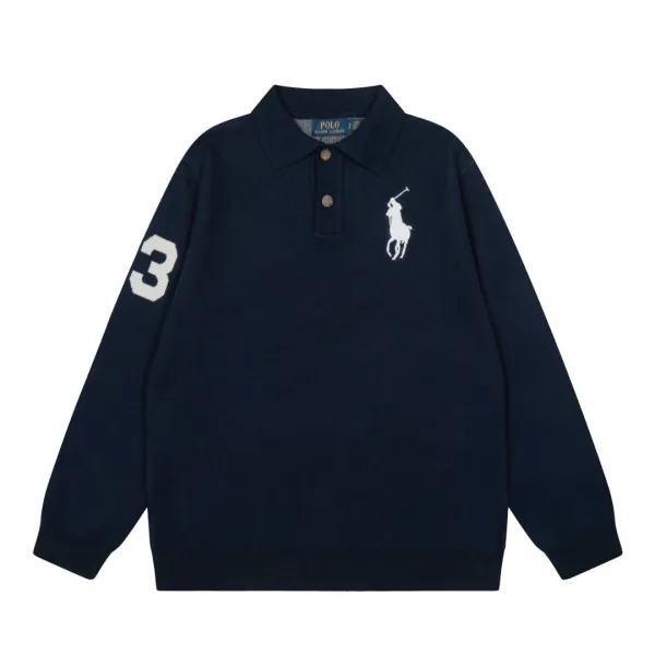 Ralph Lauren Polo Big Pony Knit Long-Sleeve Navy Polo - 1