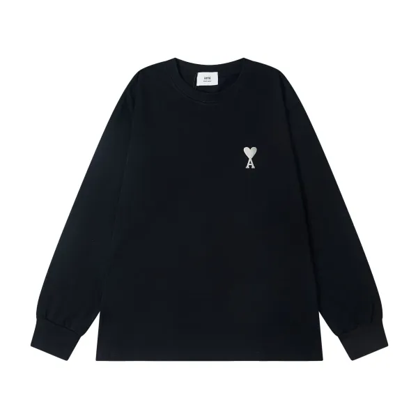 Ami Paris Heart Logo Long-Sleeve T-Shirt Black - 1