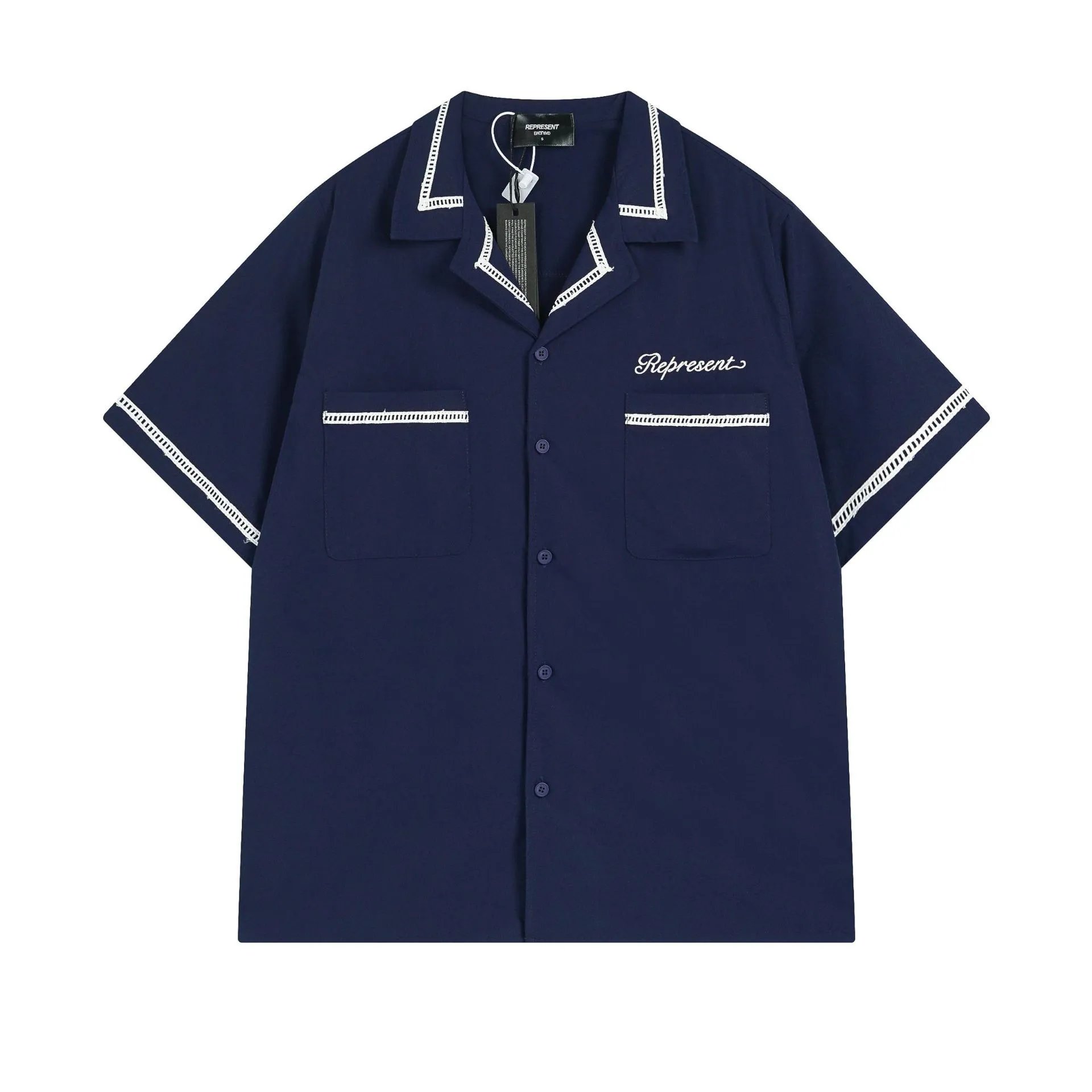 Letter Print Collared Short Sleeve Shirt photo 8