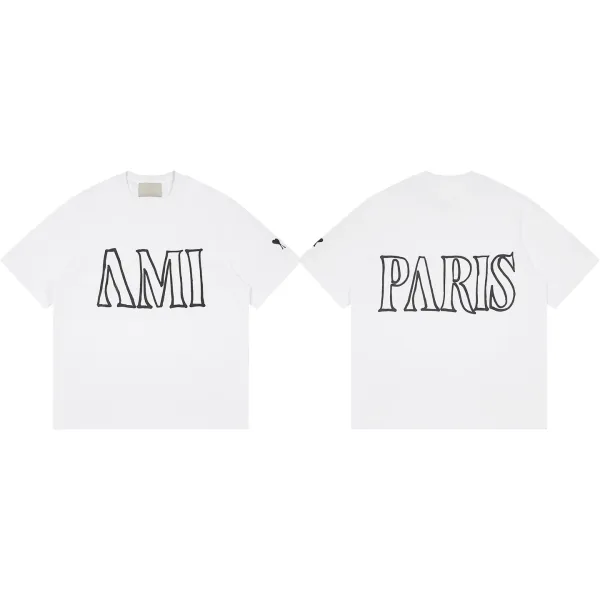 AMI Paris AMI Paris Black Outline Logo T-Shirt - 5