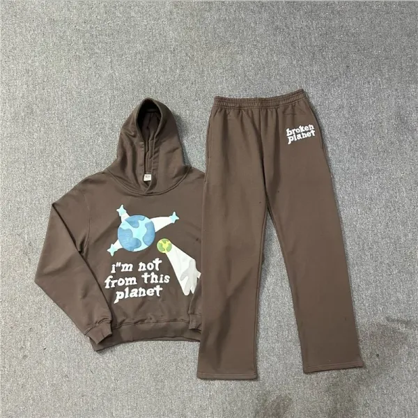 Broken Planet Hoodie and Sweatpants Set Brown - 1