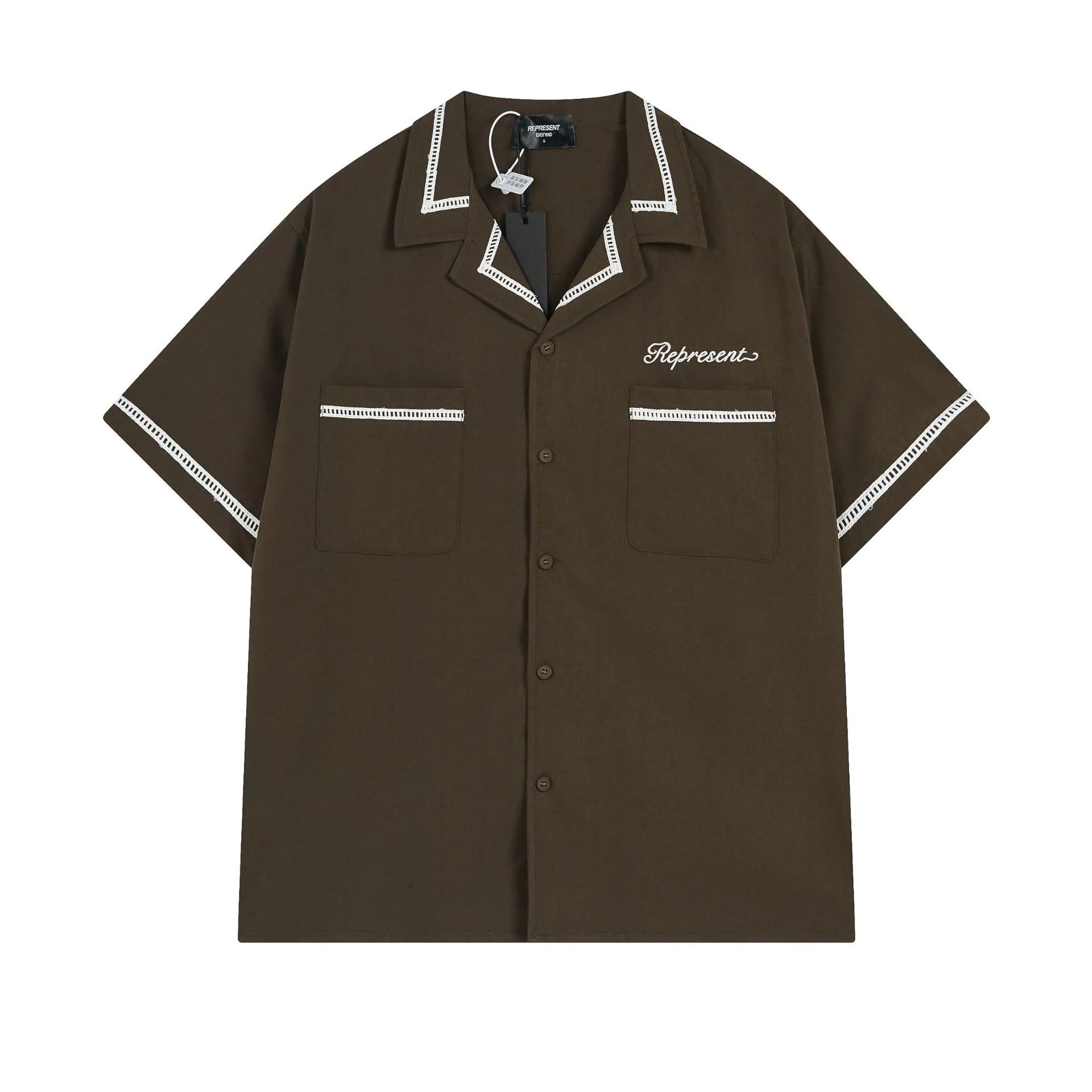 Letter Print Collared Short Sleeve Shirt photo 6