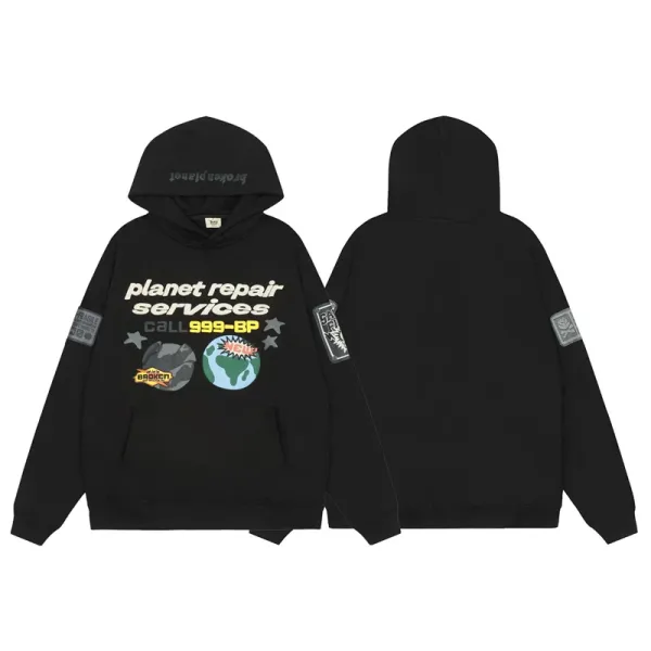 Broken Planet Planet Repair Services Black Graphic Hoodie - 1