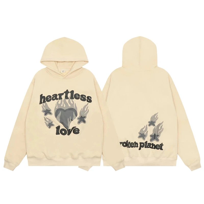 Broken Planet Heartless Love Hoodie Beige - 1