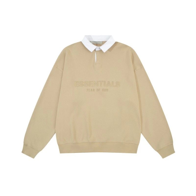 Fear of God Essentials Ribbed Polo Collar Sweatshirt Brown - 7