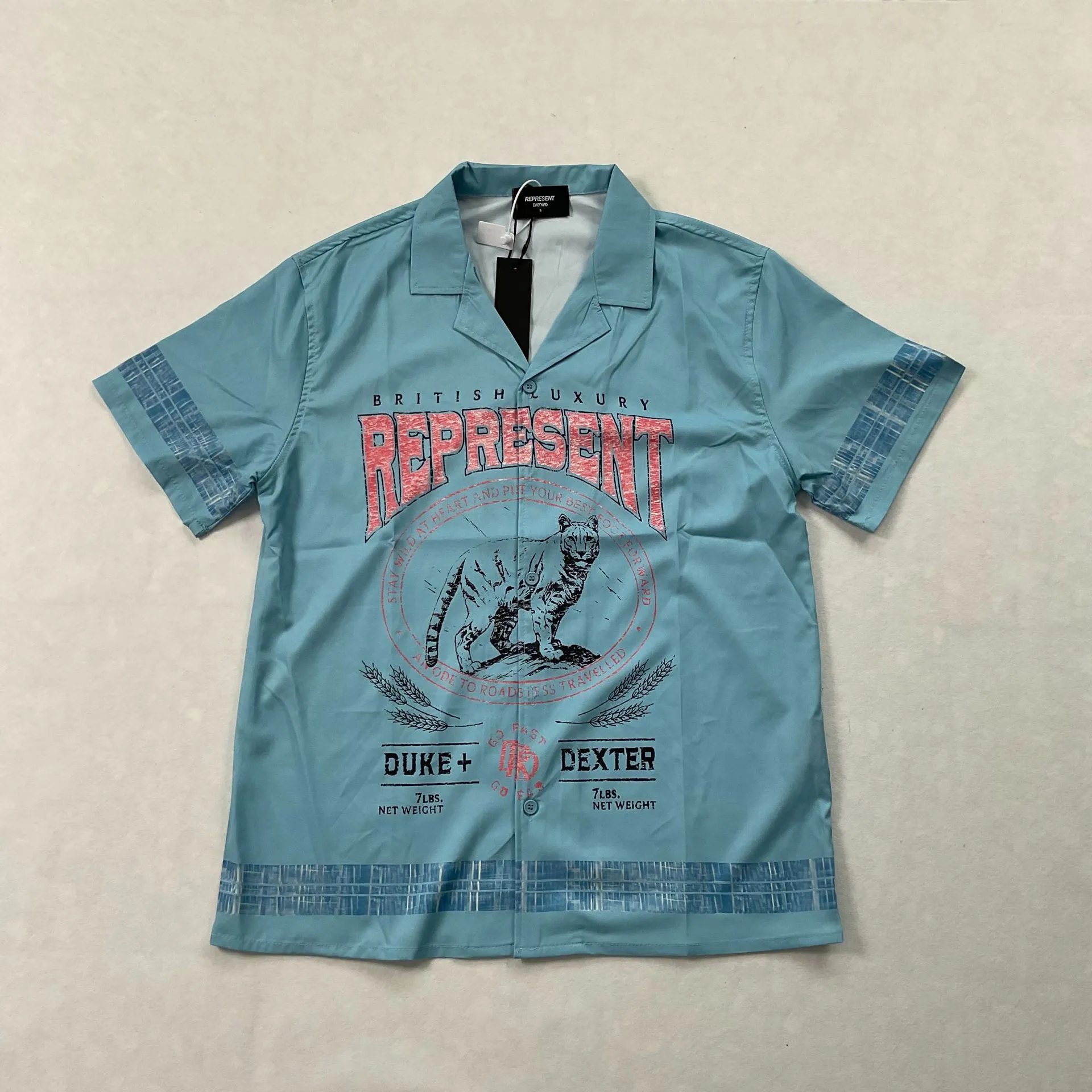 Letter Print Collared Short Sleeve Shirt photo 2